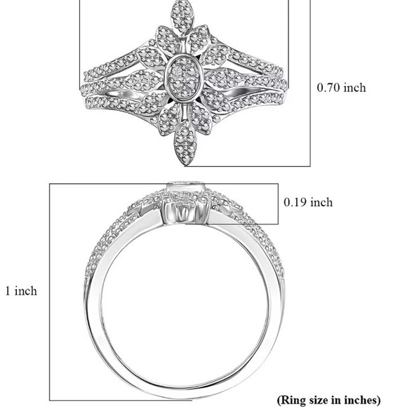 EverTrue White Diamond Accent Floral Ring in Platinum Bond - Picture 6 of 6